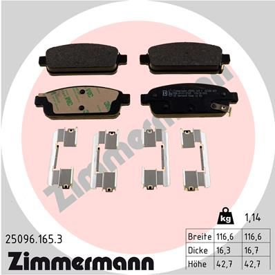 250961653 ZIMMERMANN Комплект тормозных колодок, дисковый тормоз