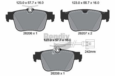 BPD2433 BENDIX Braking Комплект тормозных колодок, дисковый тормоз