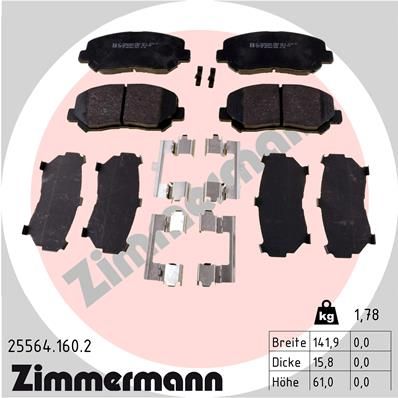 255641602 ZIMMERMANN Комплект тормозных колодок, дисковый тормоз