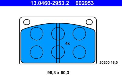 13046029532 ATE Комплект тормозных колодок, дисковый тормоз