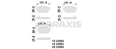 AB0106 BRAXIS Комплект тормозных колодок, дисковый тормоз