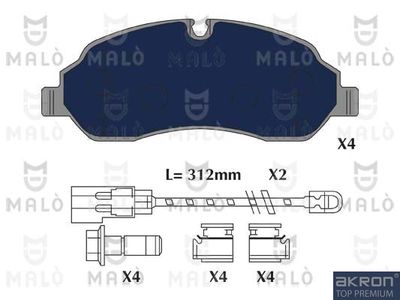 1051289 AKRON-MALÒ Комплект тормозных колодок, дисковый тормоз