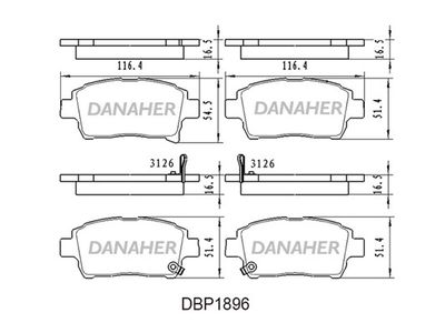 DBP1896 DANAHER Комплект тормозных колодок, дисковый тормоз