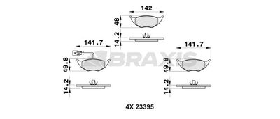 AB0474 BRAXIS Комплект тормозных колодок, дисковый тормоз