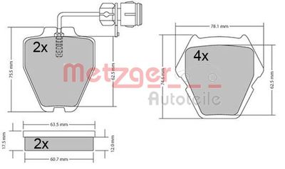 1170364 METZGER Комплект тормозных колодок, дисковый тормоз