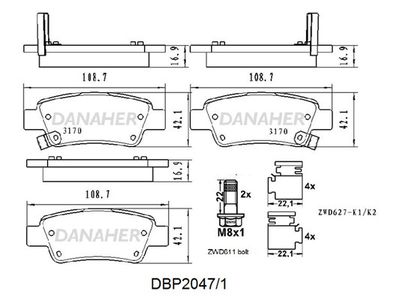DBP20471 DANAHER Комплект тормозных колодок, дисковый тормоз