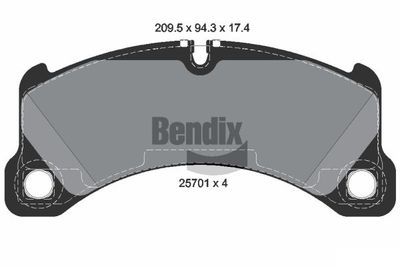 BPD2261 BENDIX Braking Комплект тормозных колодок, дисковый тормоз