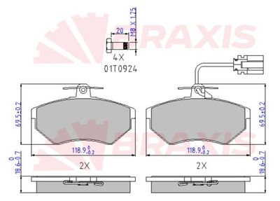 AA0653 BRAXIS Комплект тормозных колодок, дисковый тормоз