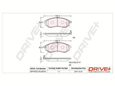 DP1010100016 Dr!ve+ Комплект тормозных колодок, дисковый тормоз