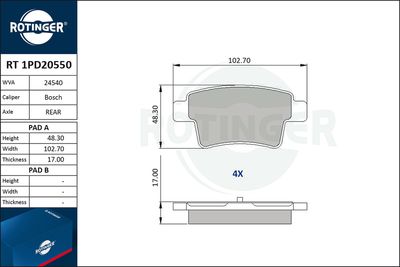 RT1PD20550 ROTINGER Комплект тормозных колодок, дисковый тормоз