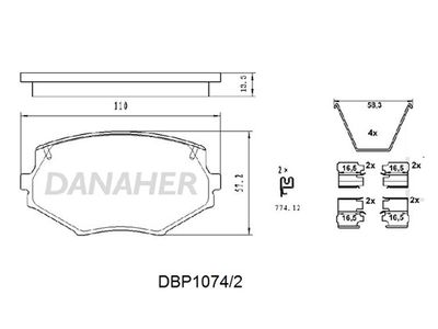 DBP10742 DANAHER Комплект тормозных колодок, дисковый тормоз