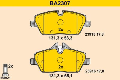 BA2307 BARUM Комплект тормозных колодок, дисковый тормоз