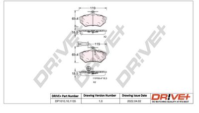 DP1010101135 Dr!ve+ Комплект тормозных колодок, дисковый тормоз