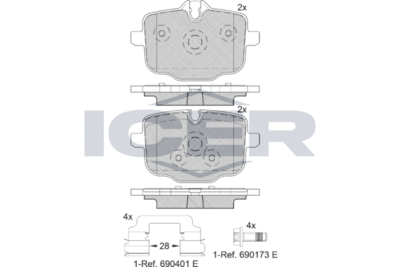 182005202 ICER Комплект тормозных колодок, дисковый тормоз