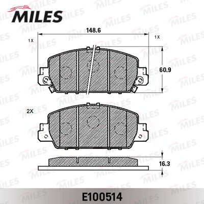 E100514 MILES Комплект тормозных колодок, дисковый тормоз