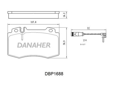 DBP1688 DANAHER Комплект тормозных колодок, дисковый тормоз