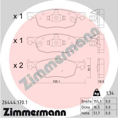 264441701 ZIMMERMANN Комплект тормозных колодок, дисковый тормоз
