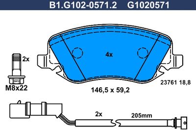 B1G10205712 GALFER Комплект тормозных колодок, дисковый тормоз