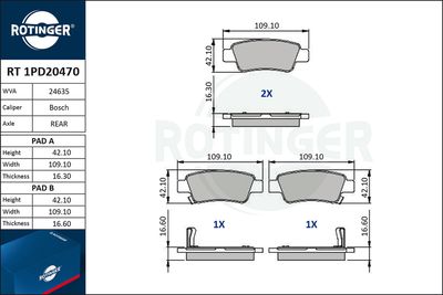 RT1PD20470 ROTINGER Комплект тормозных колодок, дисковый тормоз