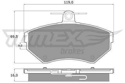 TX1394 TOMEX Brakes Комплект тормозных колодок, дисковый тормоз