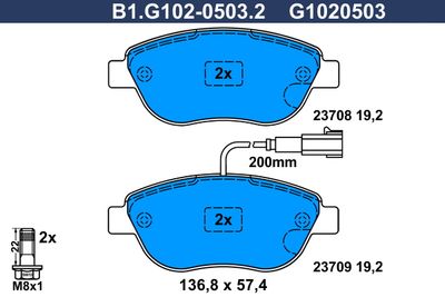 B1G10205032 GALFER Комплект тормозных колодок, дисковый тормоз
