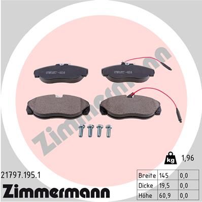 217971951 ZIMMERMANN Комплект тормозных колодок, дисковый тормоз