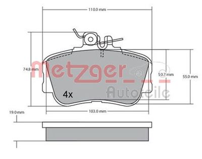 1170069 METZGER Комплект тормозных колодок, дисковый тормоз