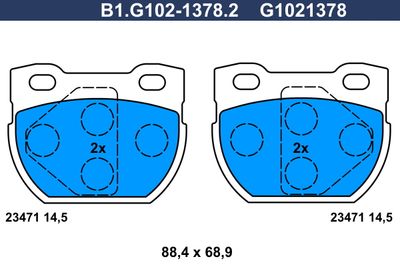 B1G10213782 GALFER Комплект тормозных колодок, дисковый тормоз