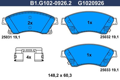B1G10209262 GALFER Комплект тормозных колодок, дисковый тормоз