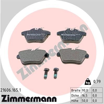 216061651 ZIMMERMANN Комплект тормозных колодок, дисковый тормоз
