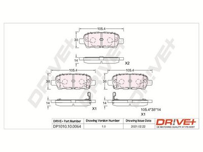 DP1010100064 Dr!ve+ Комплект тормозных колодок, дисковый тормоз