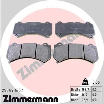 258491601 ZIMMERMANN Комплект тормозных колодок, дисковый тормоз