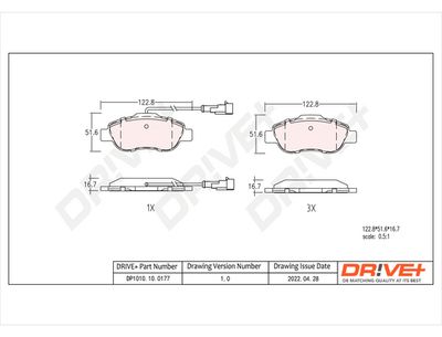 DP1010100177 Dr!ve+ Комплект тормозных колодок, дисковый тормоз