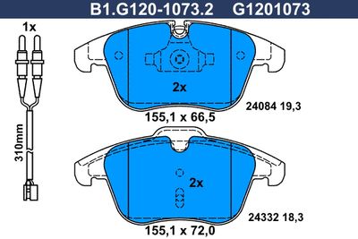 B1G12010732 GALFER Комплект тормозных колодок, дисковый тормоз