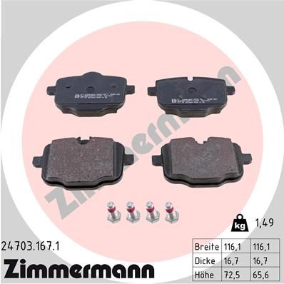 247031671 ZIMMERMANN Комплект тормозных колодок, дисковый тормоз