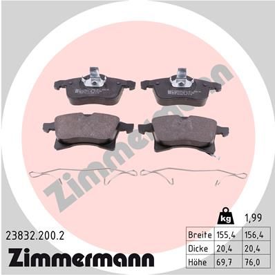 238322002 ZIMMERMANN Комплект тормозных колодок, дисковый тормоз