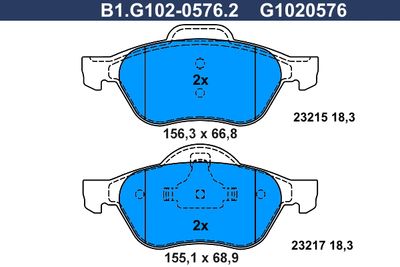 B1G10205762 GALFER Комплект тормозных колодок, дисковый тормоз