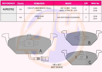 4UP03782 4u Комплект тормозных колодок, дисковый тормоз