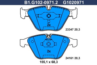 B1G10209712 GALFER Комплект тормозных колодок, дисковый тормоз