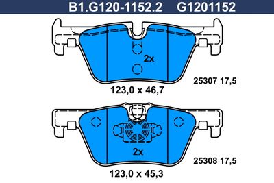B1G12011522 GALFER Комплект тормозных колодок, дисковый тормоз