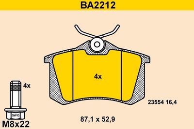 BA2212 BARUM Комплект тормозных колодок, дисковый тормоз