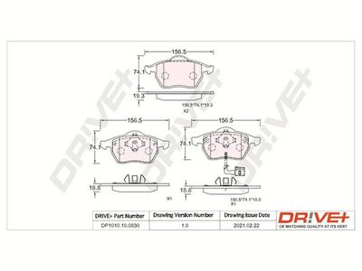 DP1010100830 Dr!ve+ Комплект тормозных колодок, дисковый тормоз