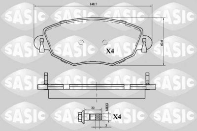 6216059 SASIC Комплект тормозных колодок, дисковый тормоз