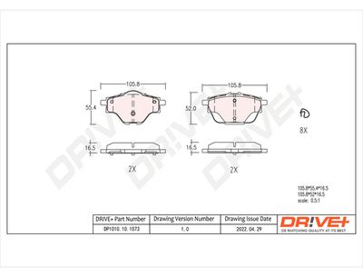 DP1010101073 Dr!ve+ Комплект тормозных колодок, дисковый тормоз