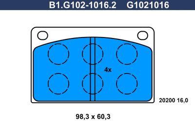 B1G10210162 GALFER Комплект тормозных колодок, дисковый тормоз