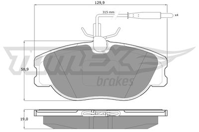 TX12442 TOMEX Brakes Комплект тормозных колодок, дисковый тормоз