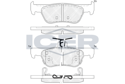 182448 ICER Комплект тормозных колодок, дисковый тормоз