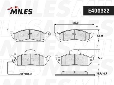 E400322 MILES Комплект тормозных колодок, дисковый тормоз