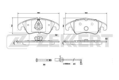 BS1292 ZEKKERT Комплект тормозных колодок, дисковый тормоз