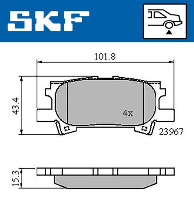 VKBP90615 SKF Комплект тормозных колодок, дисковый тормоз